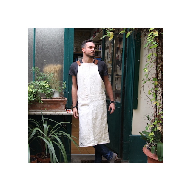 Tablier d'atelier homme avec anse en cuir.